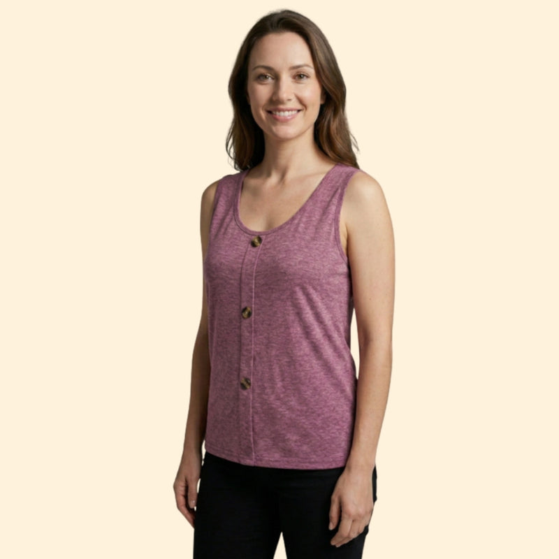 Women's Casual Sleeveless Top with Buttons