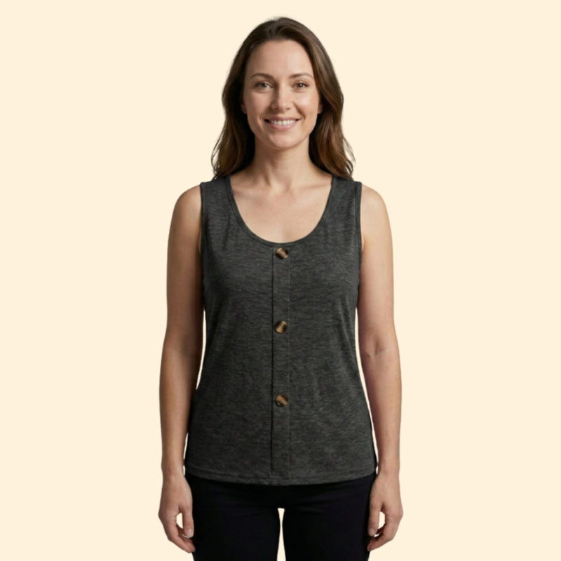 Women's Casual Sleeveless Top with Buttons