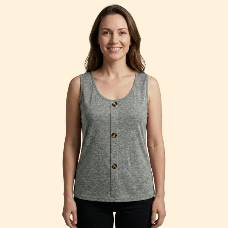 Women's Casual Sleeveless Top with Buttons