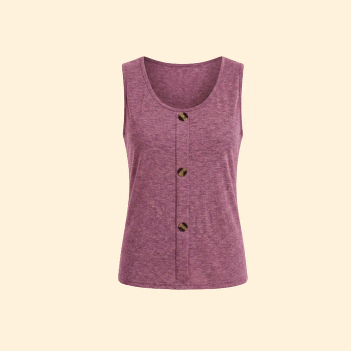 Women's Casual Sleeveless Top with Buttons
