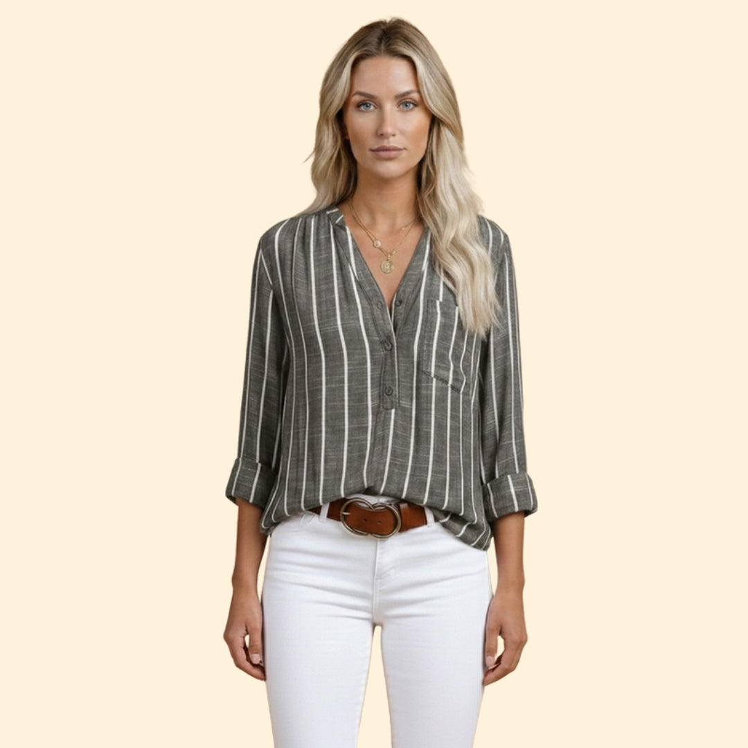 Women's Casual Striped Blouse with Loose Fit