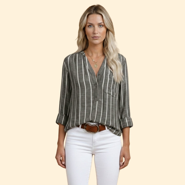 Women's Casual Striped Blouse with Loose Fit