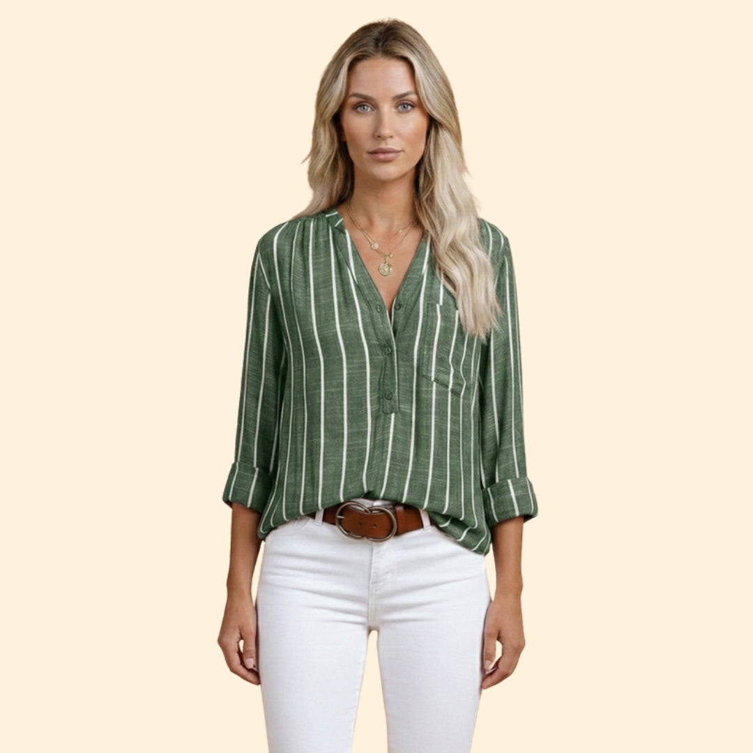 Women's Casual Striped Blouse with Loose Fit