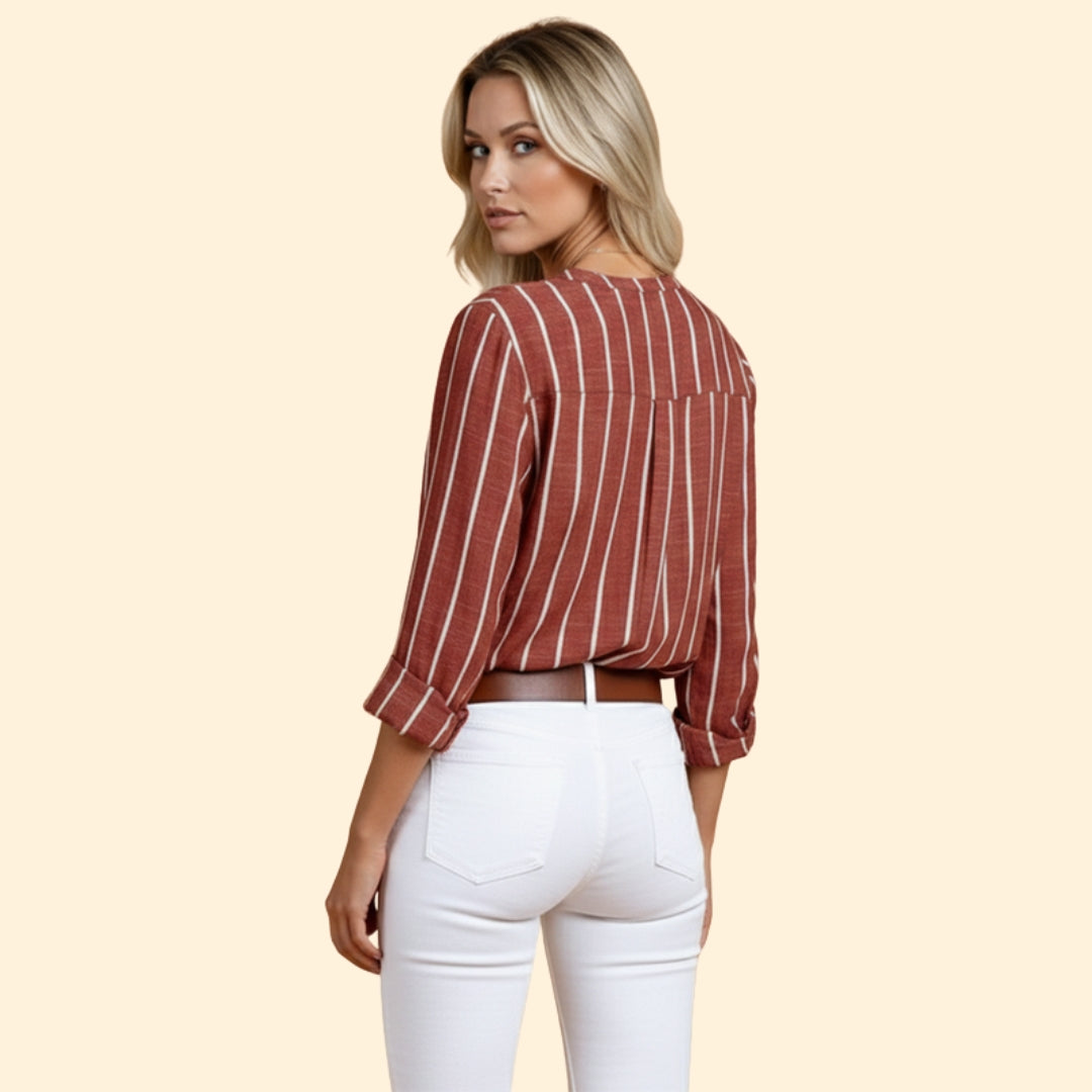 Women's Casual Striped Blouse with Loose Fit