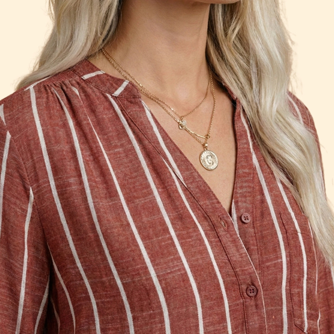 Women's Casual Striped Blouse with Loose Fit