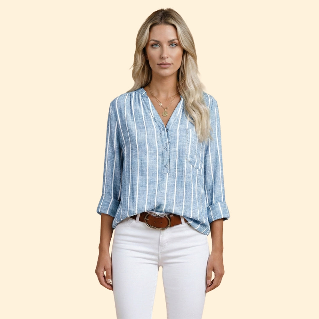 Women's Casual Striped Blouse with Loose Fit