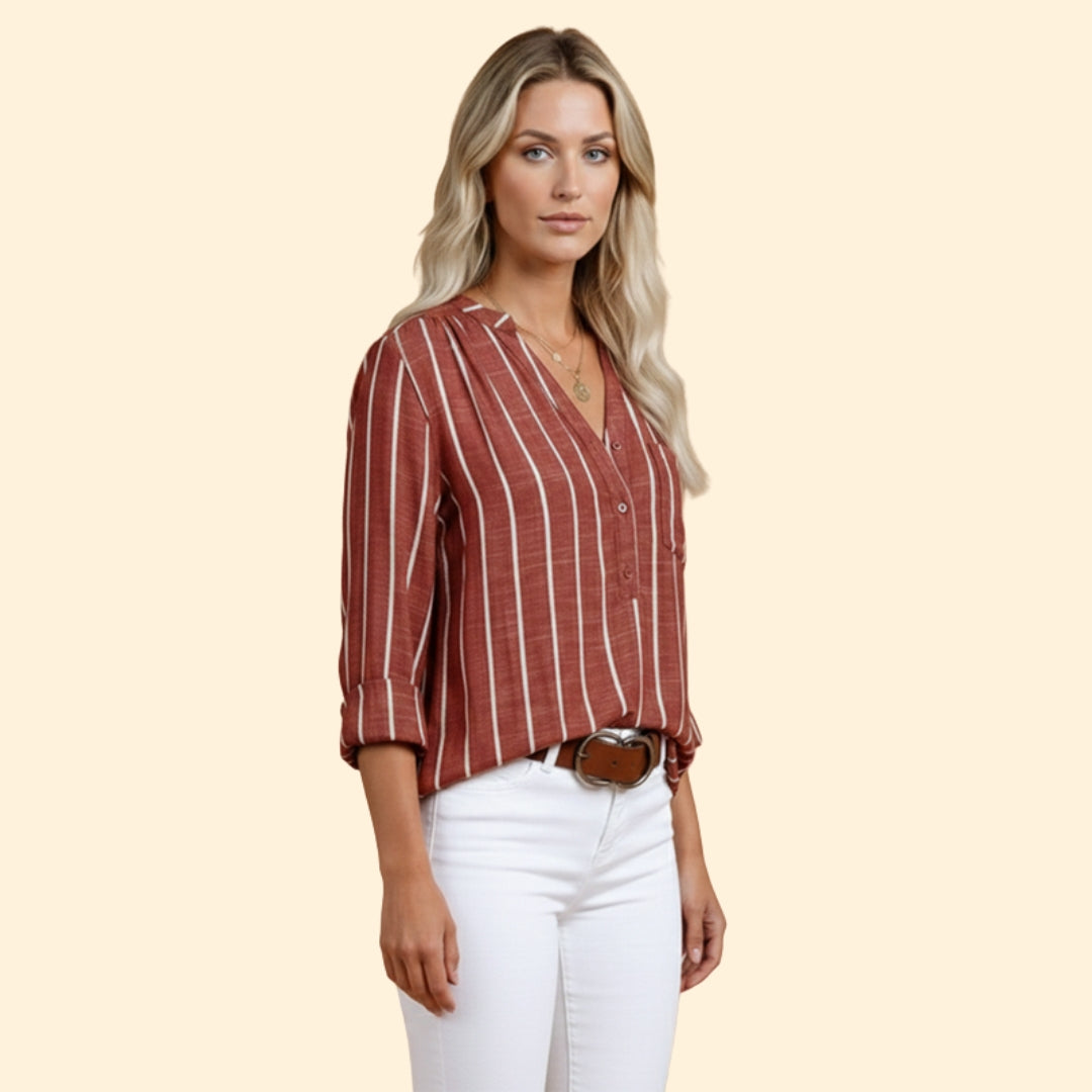Women's Casual Striped Blouse with Loose Fit