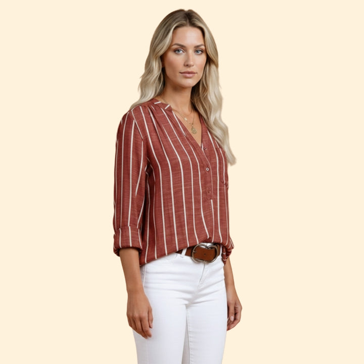 Women's Casual Striped Blouse with Loose Fit