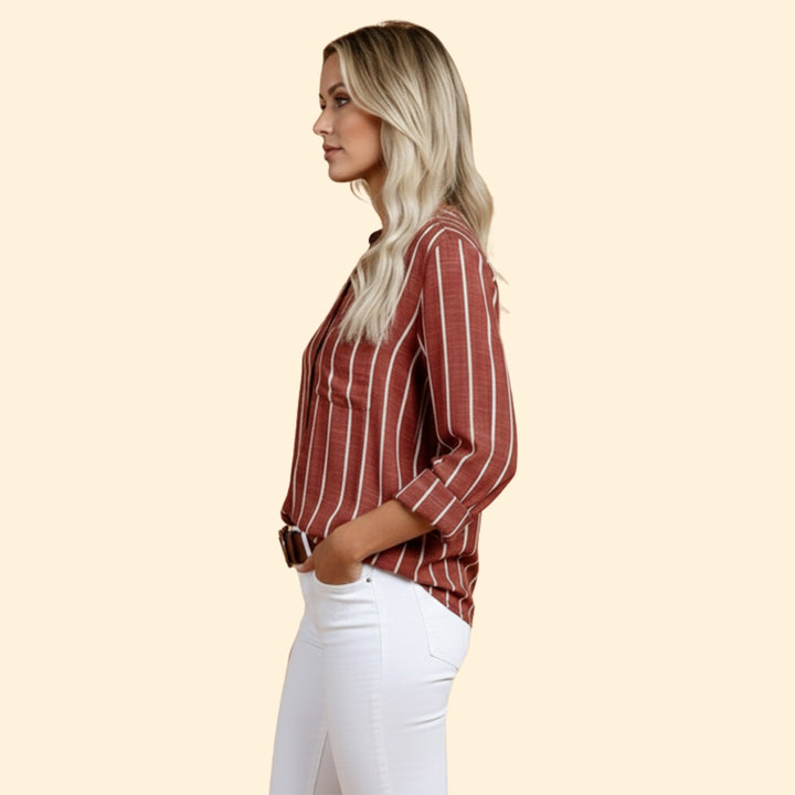 Women's Casual Striped Blouse with Loose Fit
