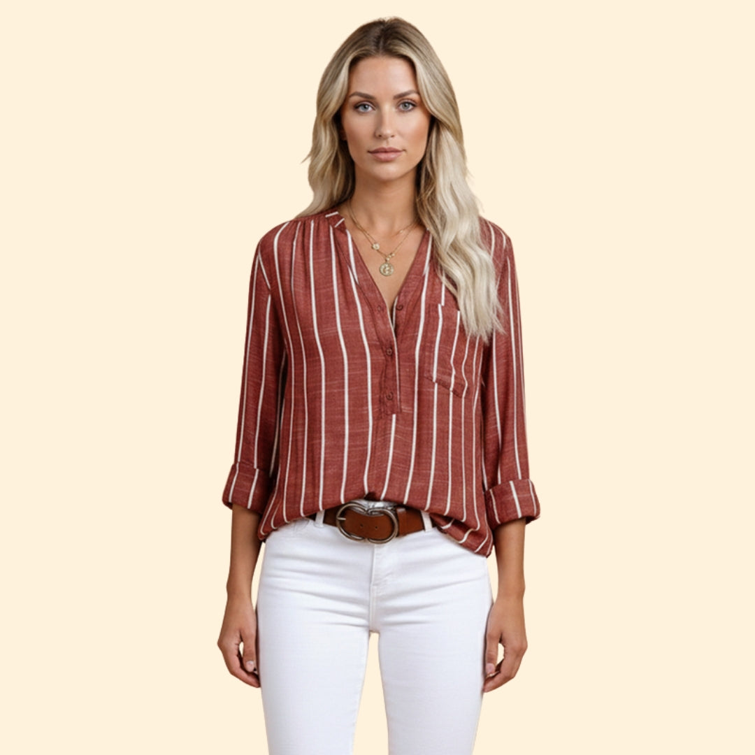 Women's Casual Striped Blouse with Loose Fit