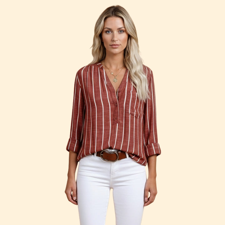 Women's Casual Striped Blouse with Loose Fit
