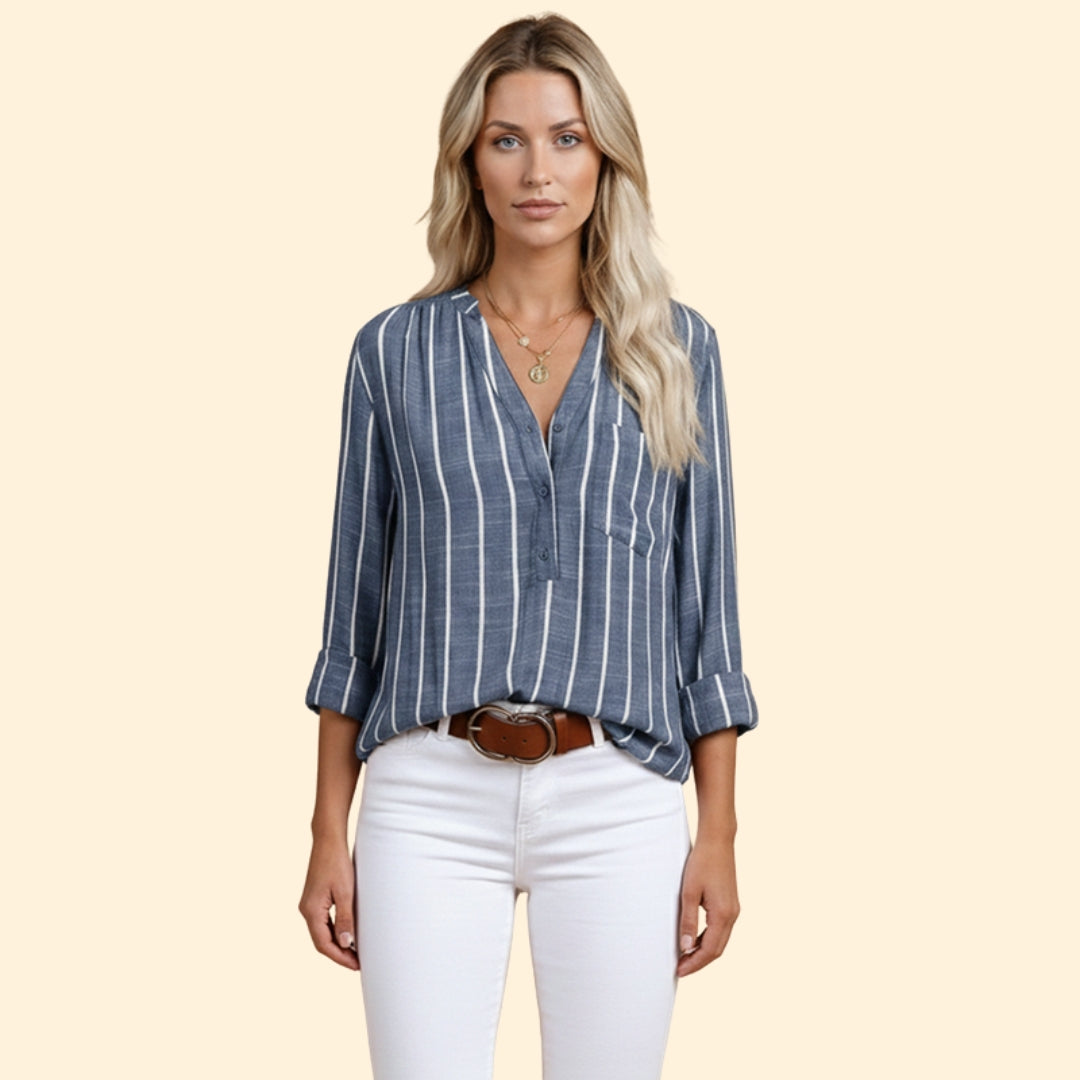 Women's Casual Striped Blouse with Loose Fit