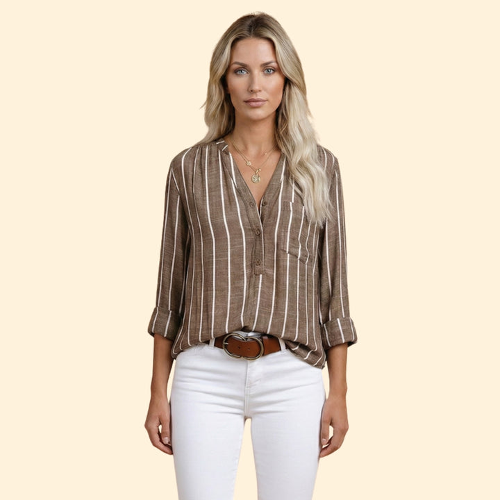 Women's Casual Striped Blouse with Loose Fit