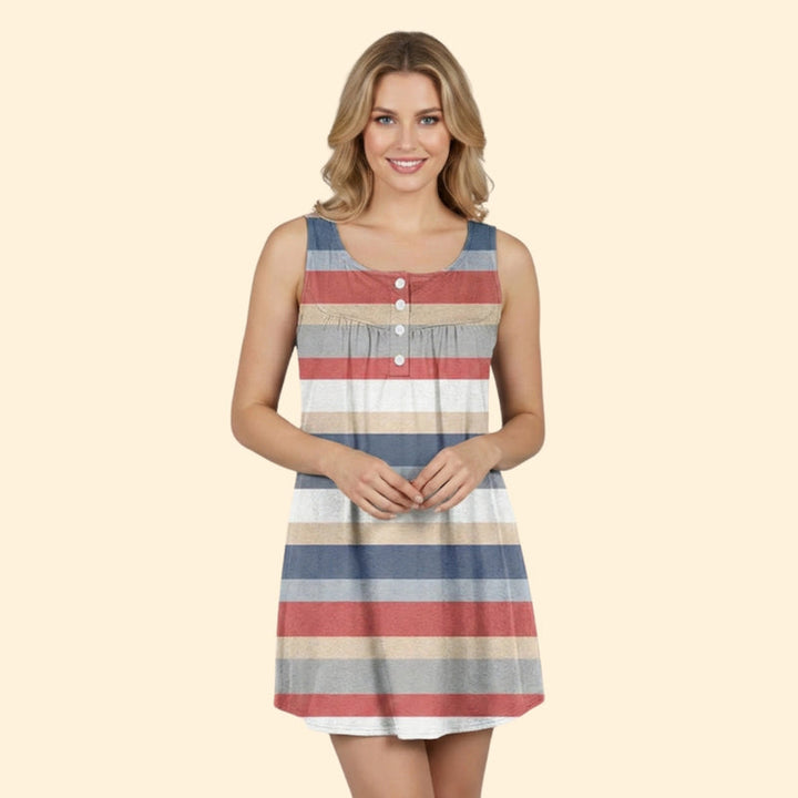 Women’s Casual Striped Top with Button Front