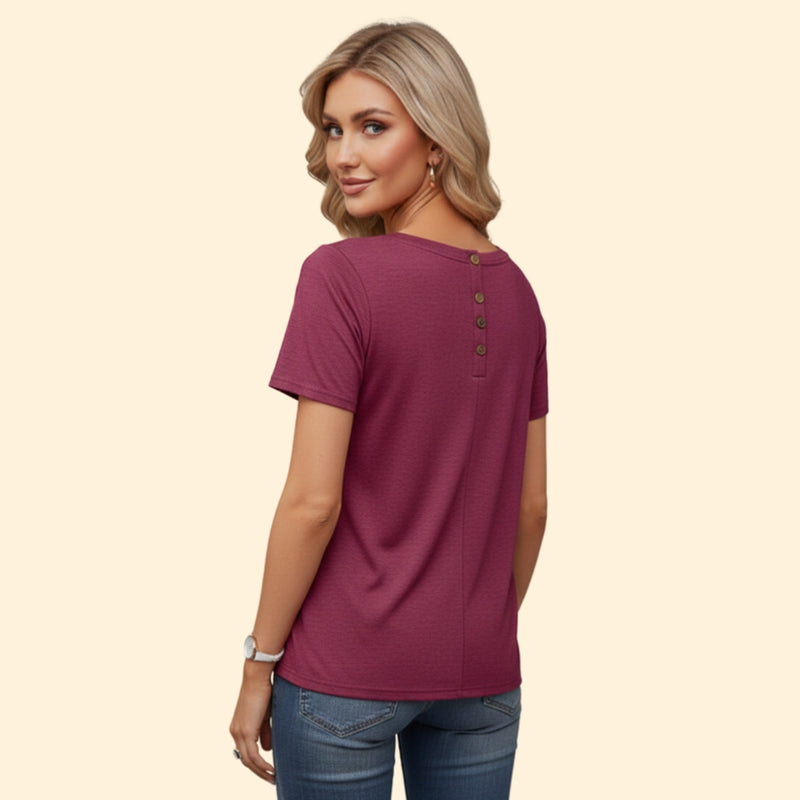 Women’s Casual T-Shirt with Button Detail