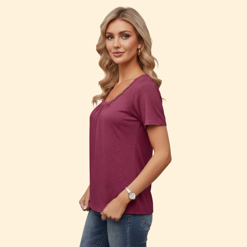 Women’s Casual T-Shirt with Button Detail