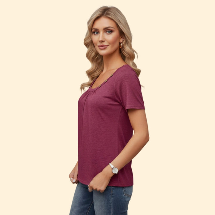 Women’s Casual T-Shirt with Button Detail