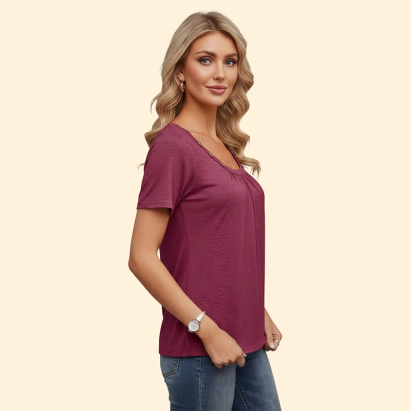 Women’s Casual T-Shirt with Button Detail
