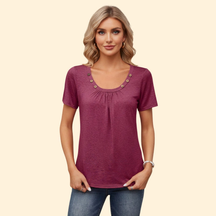 Women’s Casual T-Shirt with Button Detail