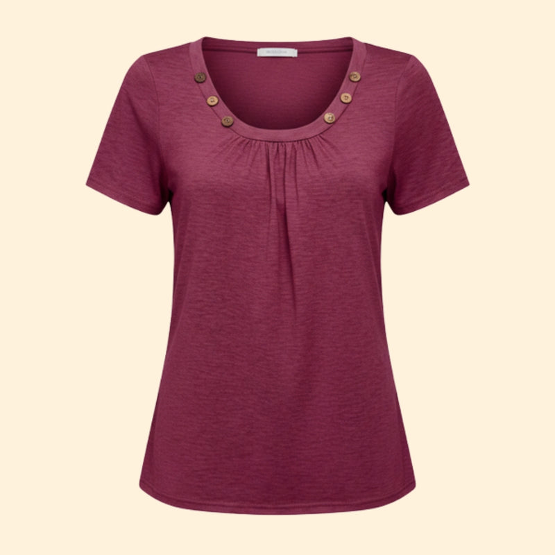 Women’s Casual T-Shirt with Button Detail