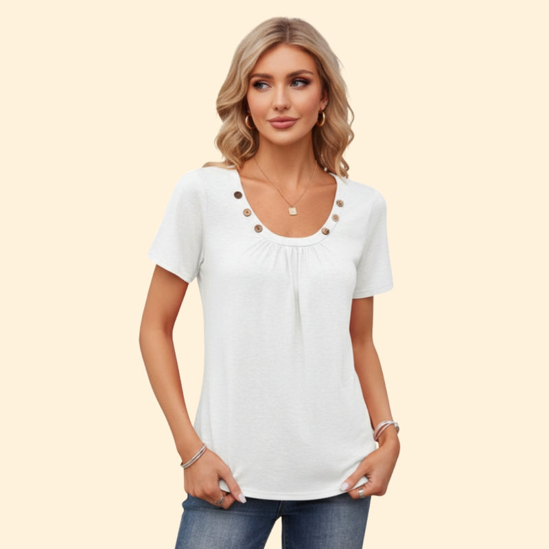 Women’s Casual T-Shirt with Button Detail
