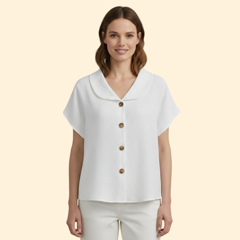 Women’s Casual T-Shirt with Button Detail and Collar
