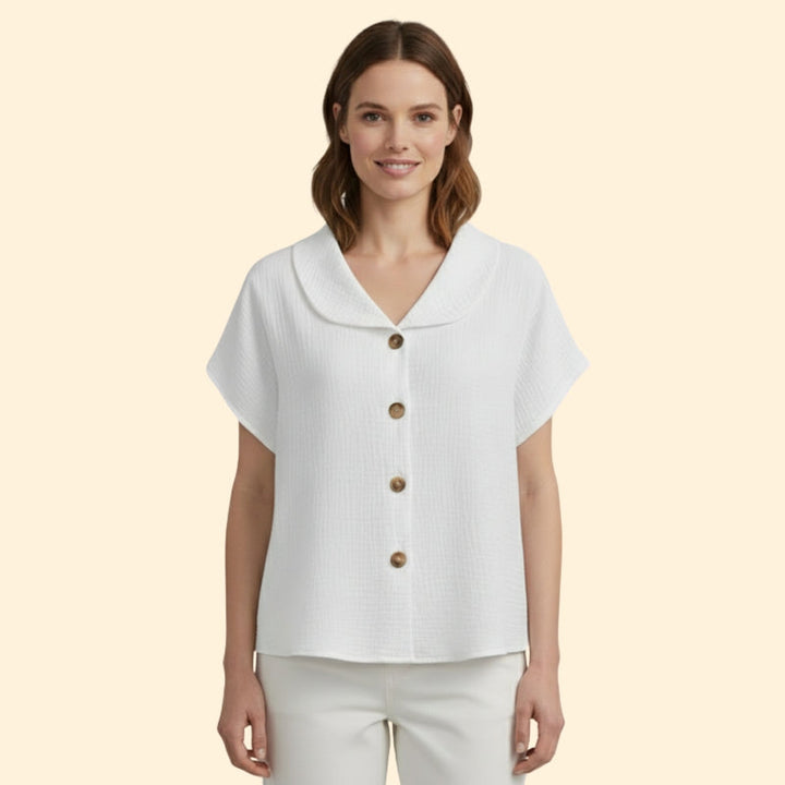 Women’s Casual T-Shirt with Button Detail and Collar