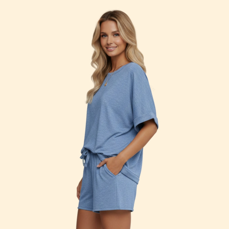 Women’s Casual T-Shirt with Drawstring Shorts