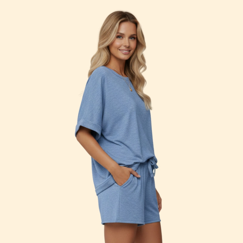 Women’s Casual T-Shirt with Drawstring Shorts