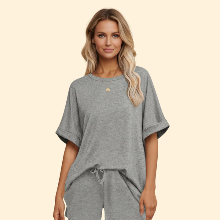 Women’s Casual T-Shirt with Drawstring Shorts