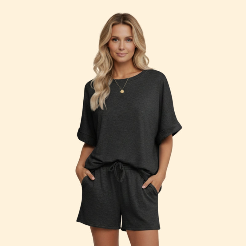 Women’s Casual T-Shirt with Drawstring Shorts
