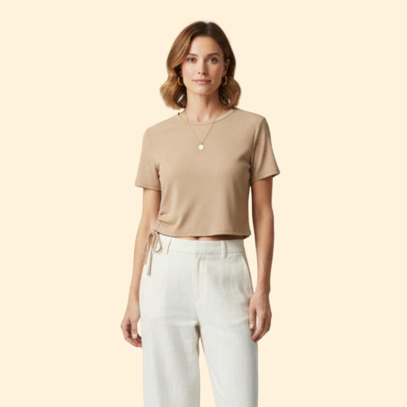 Women’s Casual T-Shirt with Drawstring Side
