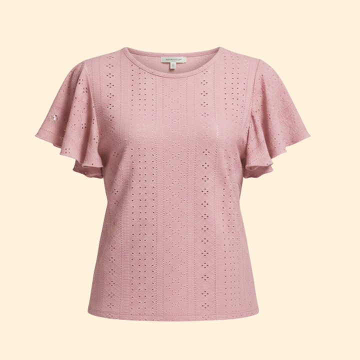Women’s Casual T-Shirt with Elegant Ruffle Sleeves
