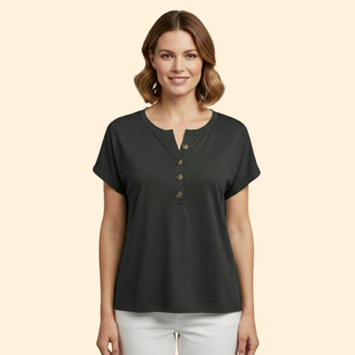 Women's Casual T-Shirt with Henley Neckline