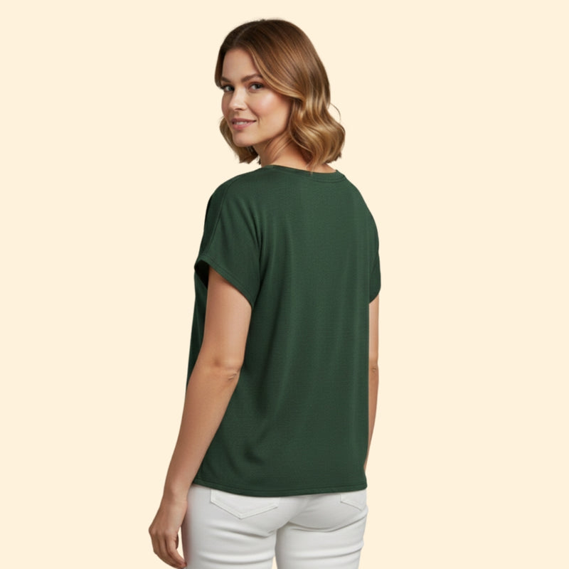 Women's Casual T-Shirt with Henley Neckline