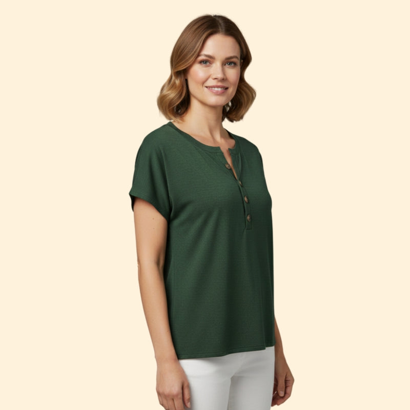 Women's Casual T-Shirt with Henley Neckline