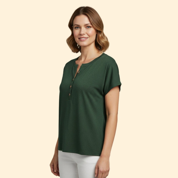 Women's Casual T-Shirt with Henley Neckline
