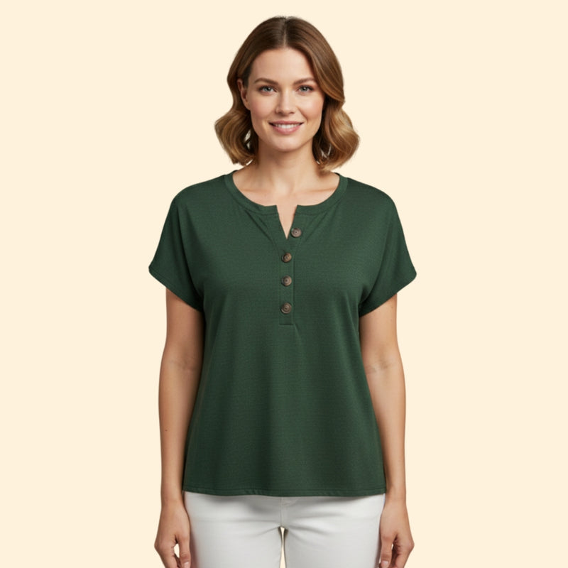 Women's Casual T-Shirt with Henley Neckline