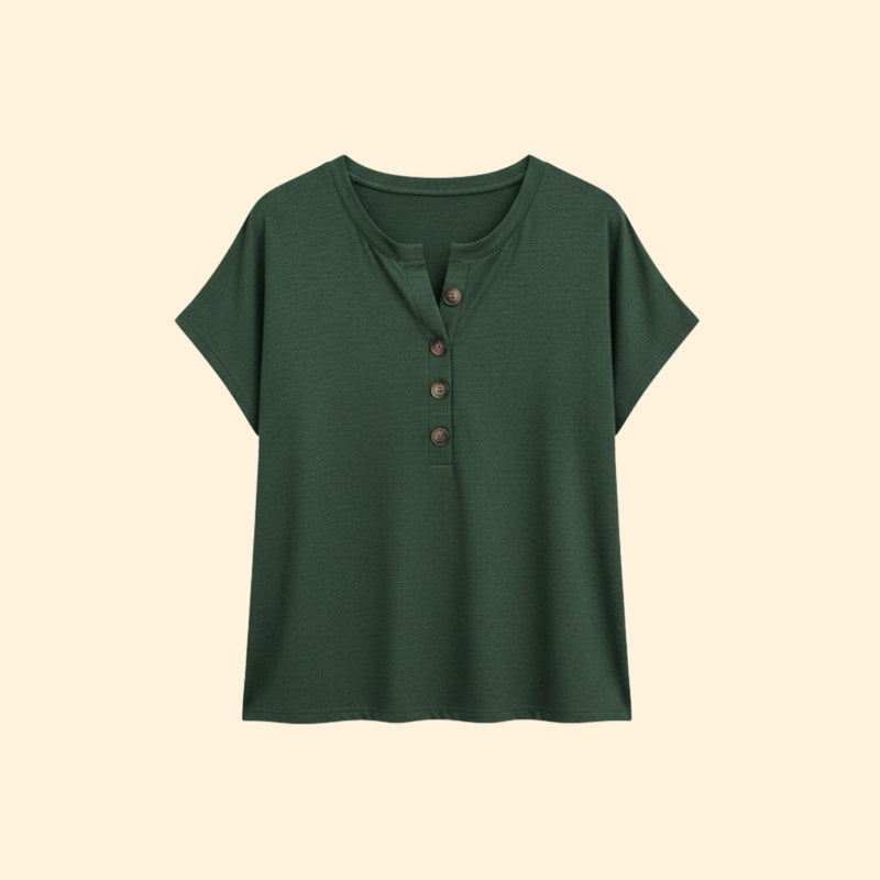 Women's Casual T-Shirt with Henley Neckline