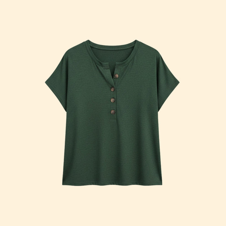 Women's Casual T-Shirt with Henley Neckline