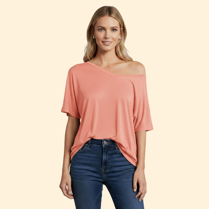 Women’s Casual T-Shirt with One-Shoulder Design