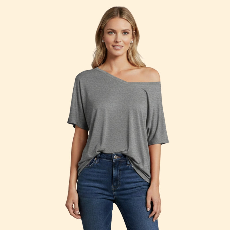 Women’s Casual T-Shirt with One-Shoulder Design