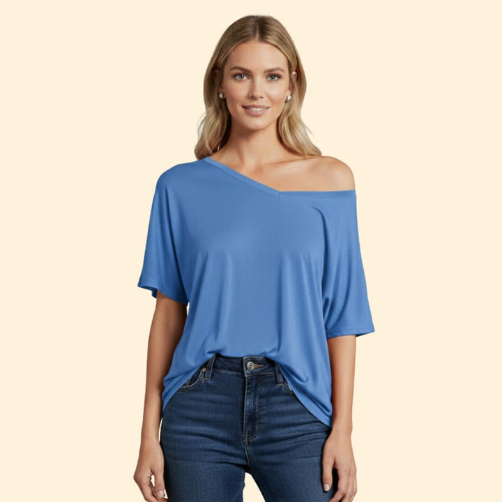 Women’s Casual T-Shirt with One-Shoulder Design