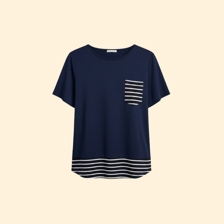 Women’s Casual T-Shirt with Striped Pocket