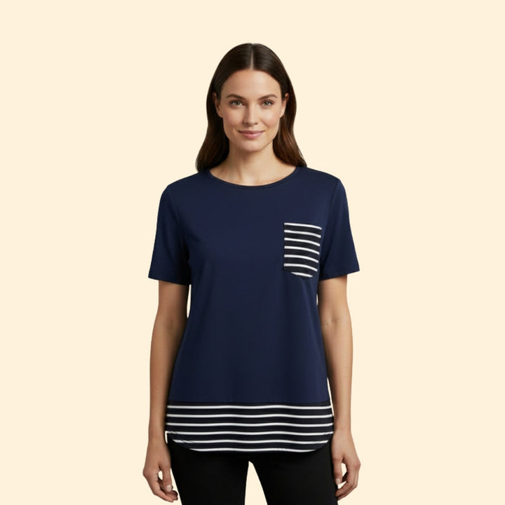 Women’s Casual T-Shirt with Striped Pocket