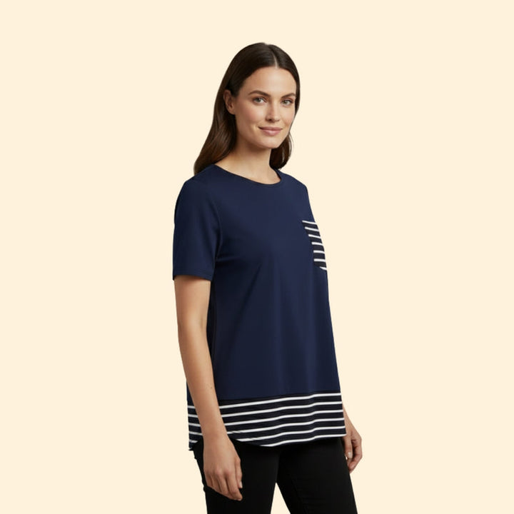 Women’s Casual T-Shirt with Striped Pocket