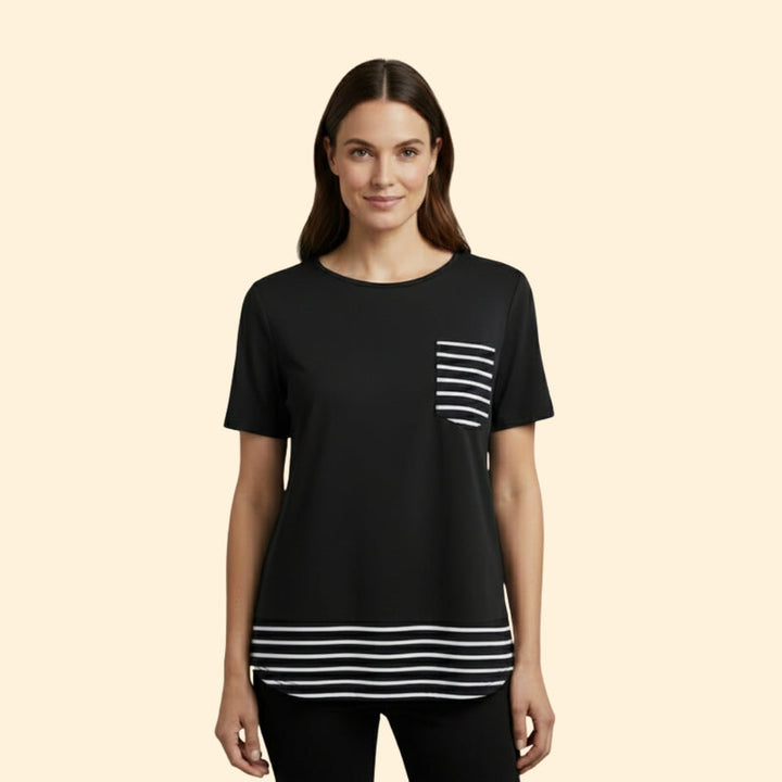 Women’s Casual T-Shirt with Striped Pocket