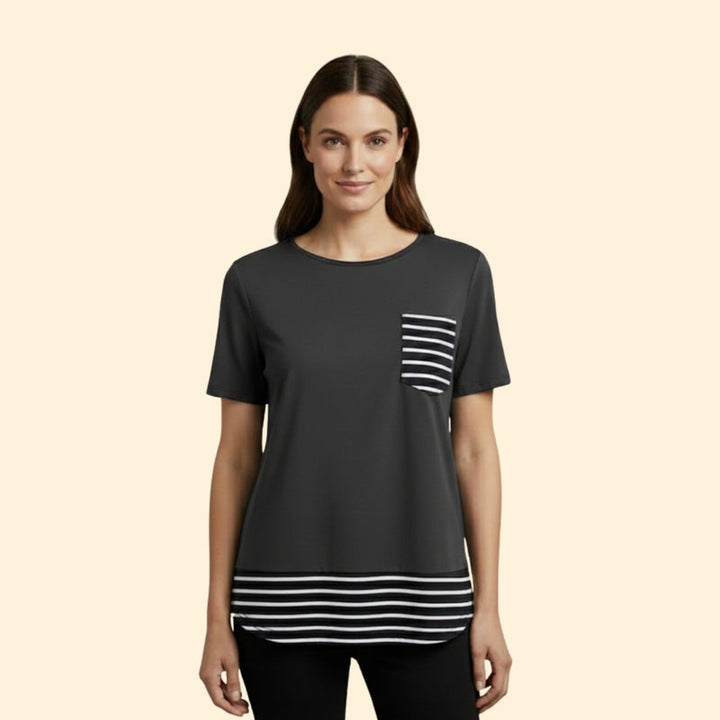 Women’s Casual T-Shirt with Striped Pocket