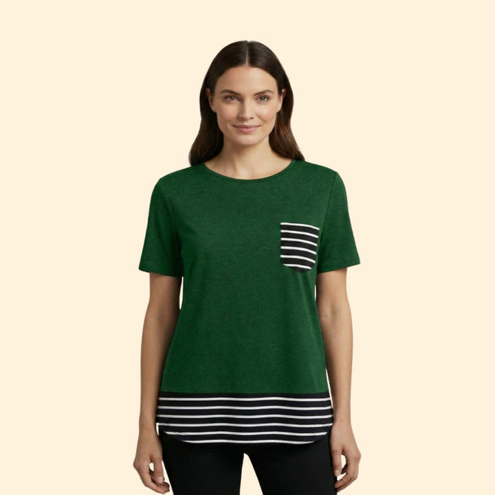 Women’s Casual T-Shirt with Striped Pocket