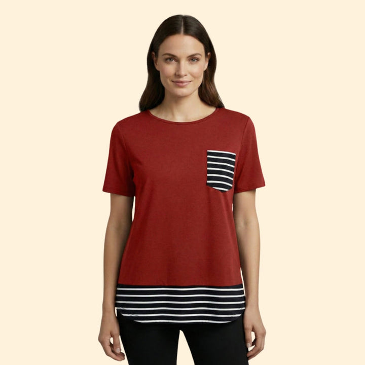 Women’s Casual T-Shirt with Striped Pocket